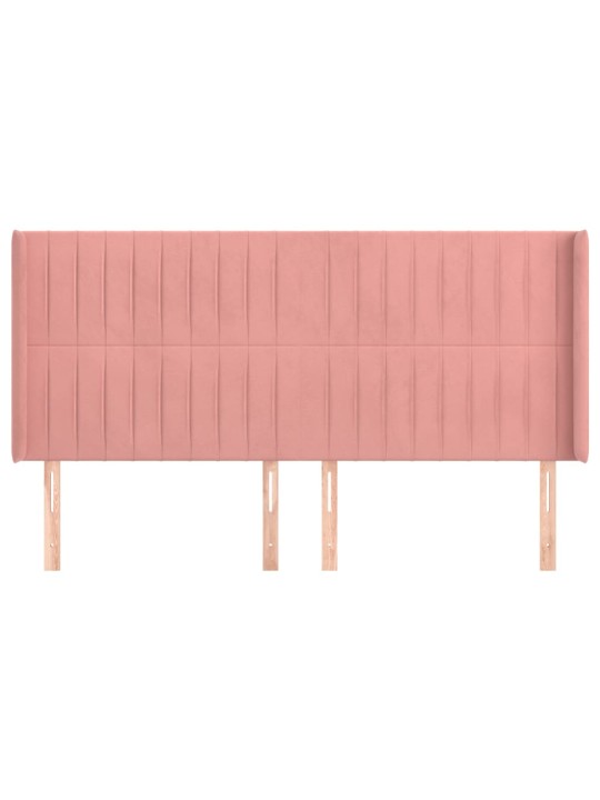 Čelo postele typu ušák růžové 203x16x118/128 cm samet