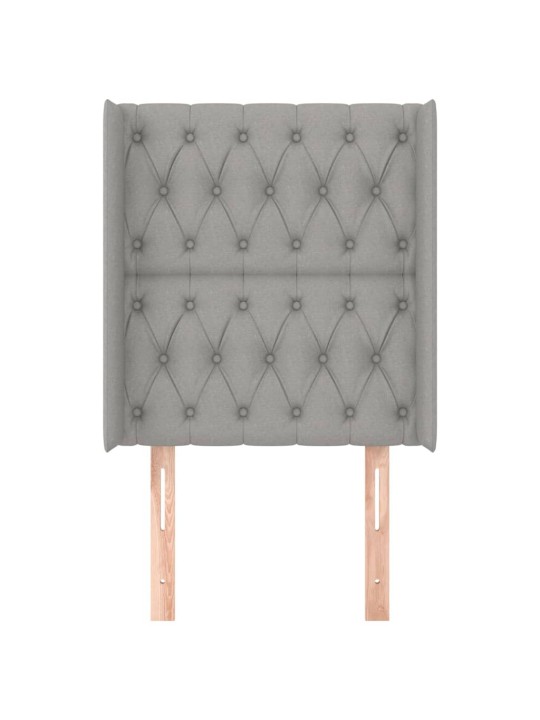 Čelo postele typu ušák světle šedé 83x16x118/128 cm textil