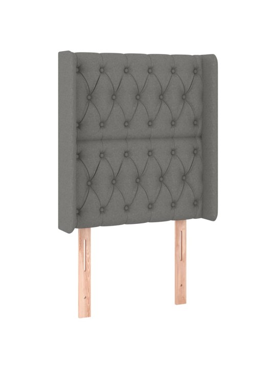 Čelo postele typu ušák tmavě šedé 83x16x118/128 cm textil