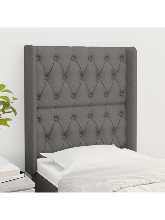 Čelo postele typu ušák tmavě šedé 83x16x118/128 cm textil