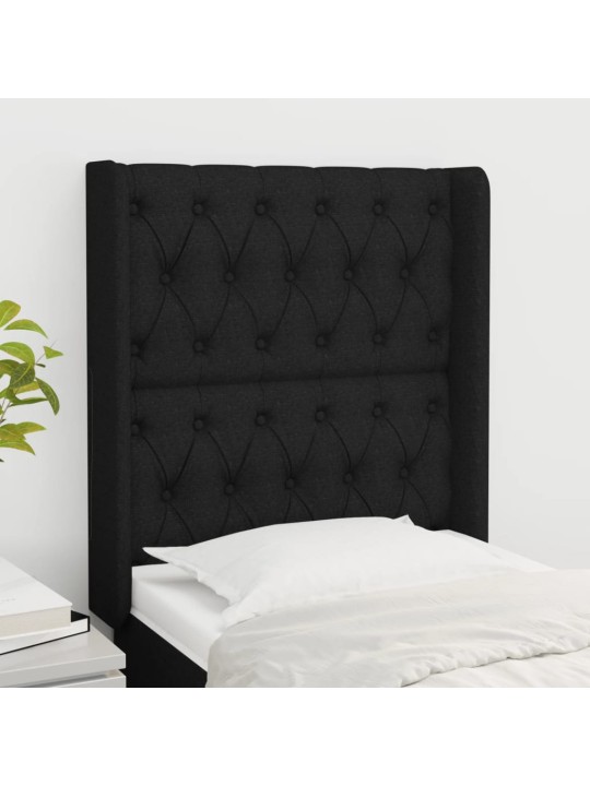 Čelo postele typu ušák černé 83x16x118/128 cm textil