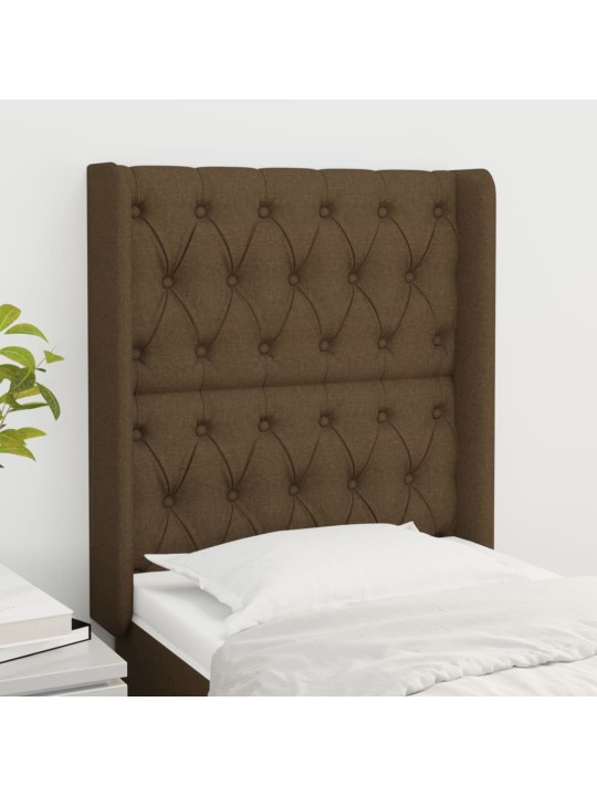 Čelo postele typu ušák tmavě hnědé 83x16x118/128 cm textil