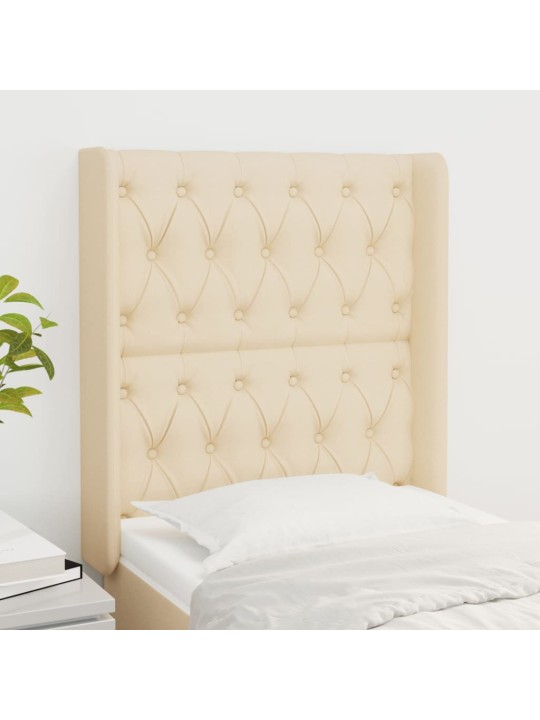 Čelo postele typu ušák krémové 83x16x118/128 cm textil
