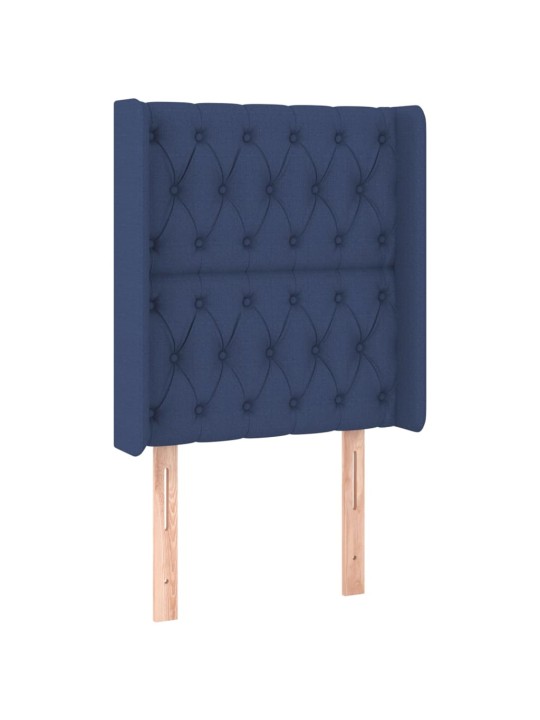 Čelo postele typu ušák modré 83x16x118/128 cm textil
