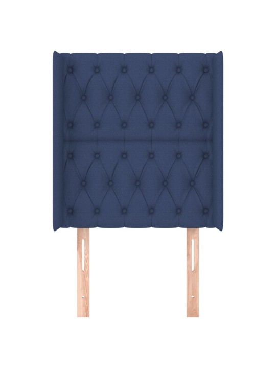 Čelo postele typu ušák modré 83x16x118/128 cm textil