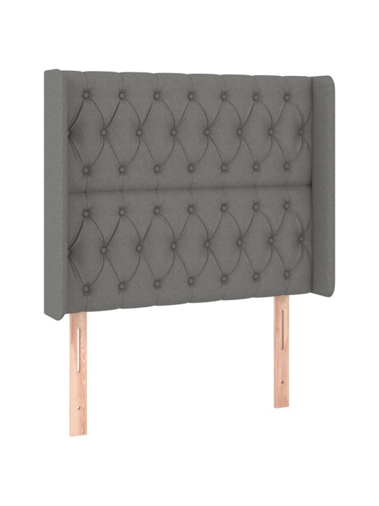 Čelo postele typu ušák tmavě šedé 93x16x118/128 cm textil