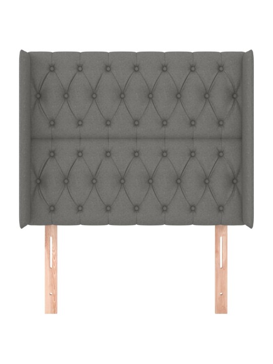 Čelo postele typu ušák tmavě šedé 93x16x118/128 cm textil