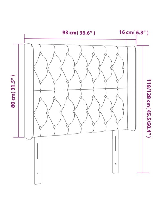 Čelo postele typu ušák tmavě šedé 93x16x118/128 cm textil
