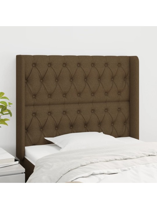 Čelo postele typu ušák tmavě hnědé 93x16x118/128 cm textil