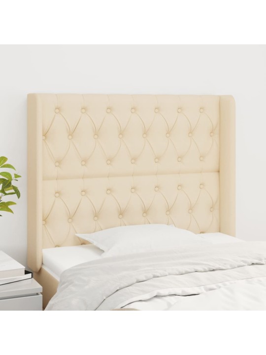 Čelo postele typu ušák krémové 93x16x118/128 cm textil