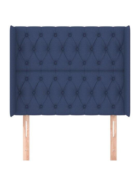 Čelo postele typu ušák modré 93x16x118/128 cm textil
