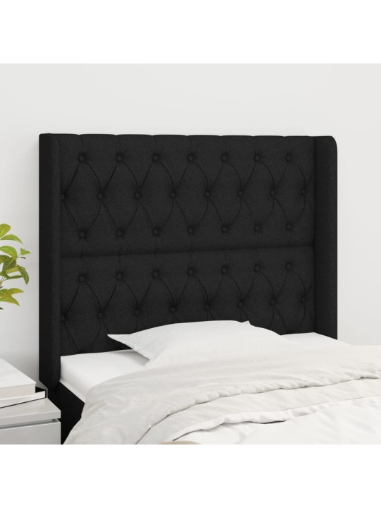 Čelo postele typu ušák černé 103x16x118/128 cm textil
