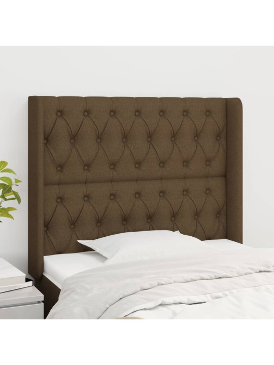 Čelo postele typu ušák tmavě hnědé 103x16x118/128 cm textil