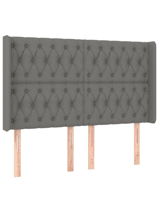 Čelo postele typu ušák tmavě šedé 147x16x118/128 cm textil