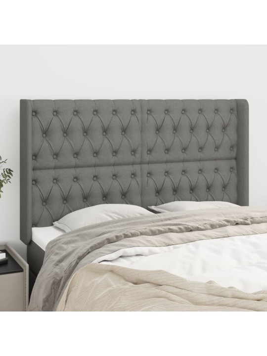 Čelo postele typu ušák tmavě šedé 147x16x118/128 cm textil