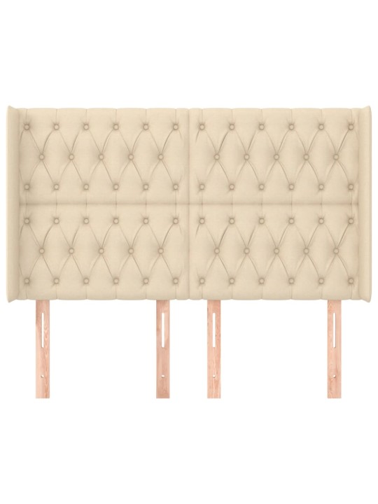 Čelo postele typu ušák krémové 147x16x118/128 cm textil