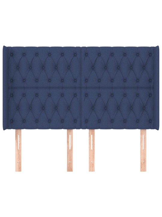 Čelo postele typu ušák modré 147x16x118/128 cm textil