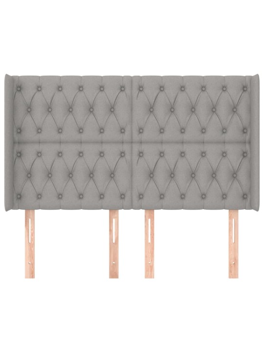 Čelo postele typu ušák světle šedé 163x16x118/128 cm textil