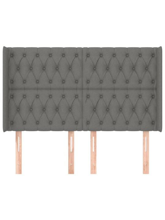Čelo postele typu ušák tmavě šedé 163x16x118/128 cm textil