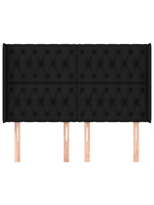 Čelo postele typu ušák černé 163x16x118/128 cm textil