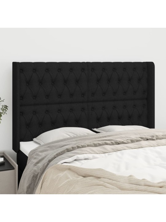 Čelo postele typu ušák černé 163x16x118/128 cm textil