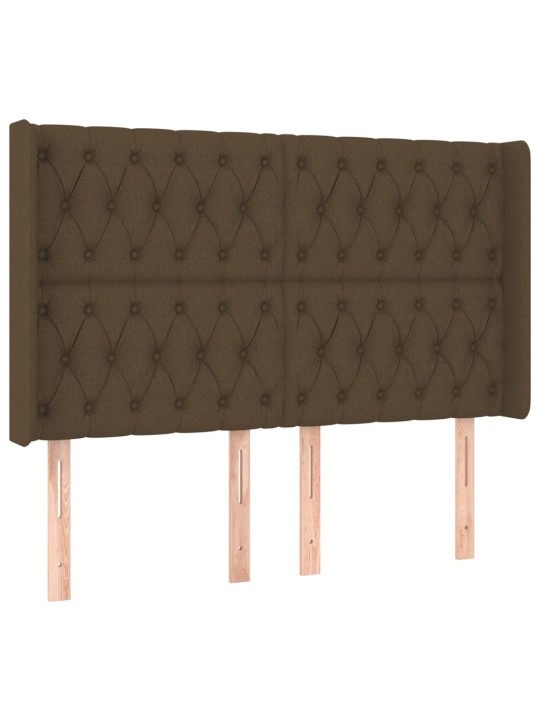 Čelo postele typu ušák tmavě hnědé 163x16x118/128 cm textil