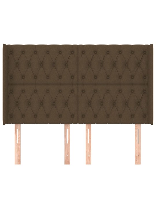 Čelo postele typu ušák tmavě hnědé 163x16x118/128 cm textil