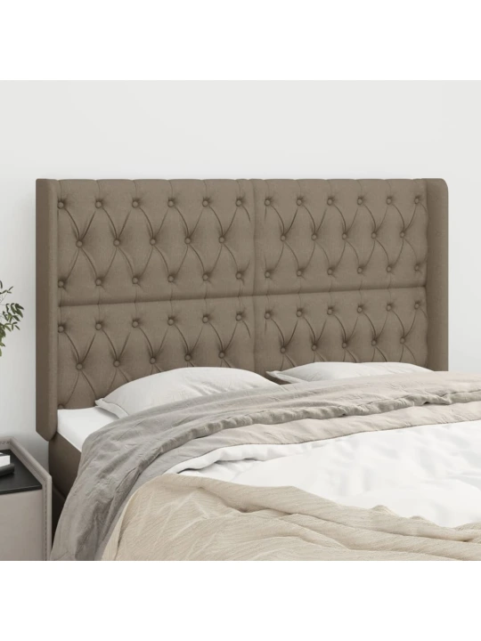 Čelo postele typu ušák taupe 163x16x118/128 cm textil