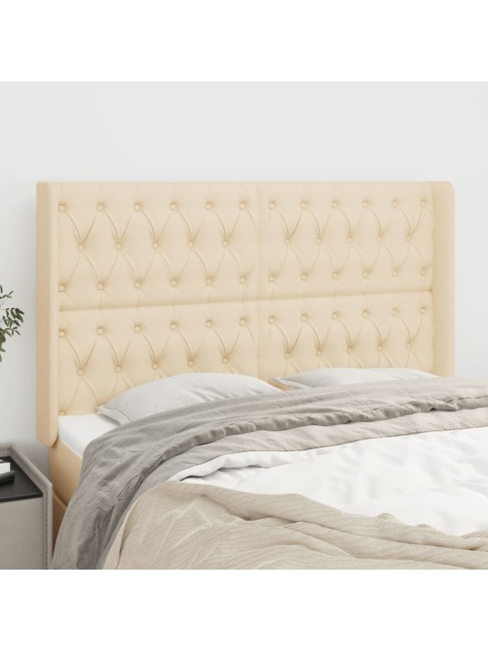 Čelo postele typu ušák krémové 163x16x118/128 cm textil