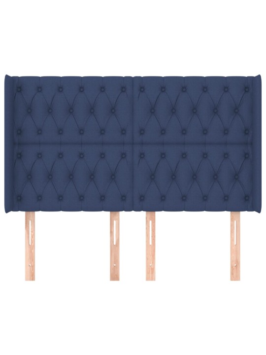 Čelo postele typu ušák modré 163x16x118/128 cm textil