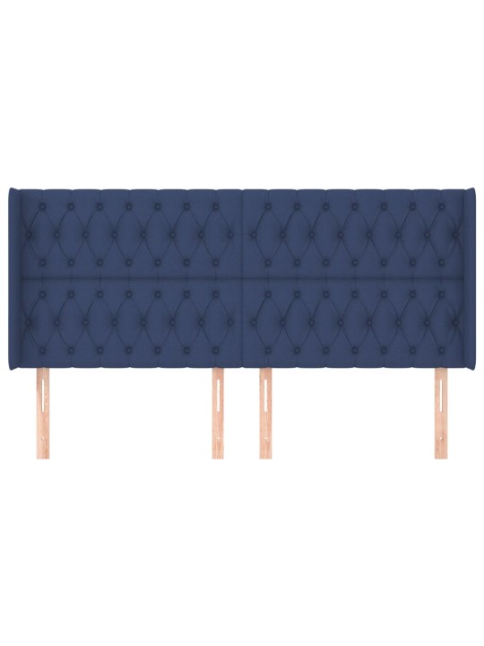 Čelo postele typu ušák modré 183x16x118/128 cm textil