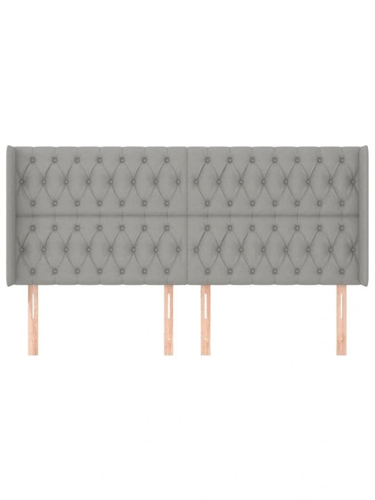 Čelo postele typu ušák světle šedé 203x16x118/128 cm textil