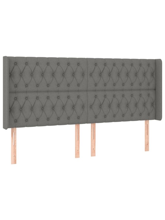 Čelo postele typu ušák tmavě šedé 203x16x118/128 cm textil