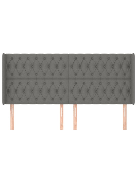 Čelo postele typu ušák tmavě šedé 203x16x118/128 cm textil
