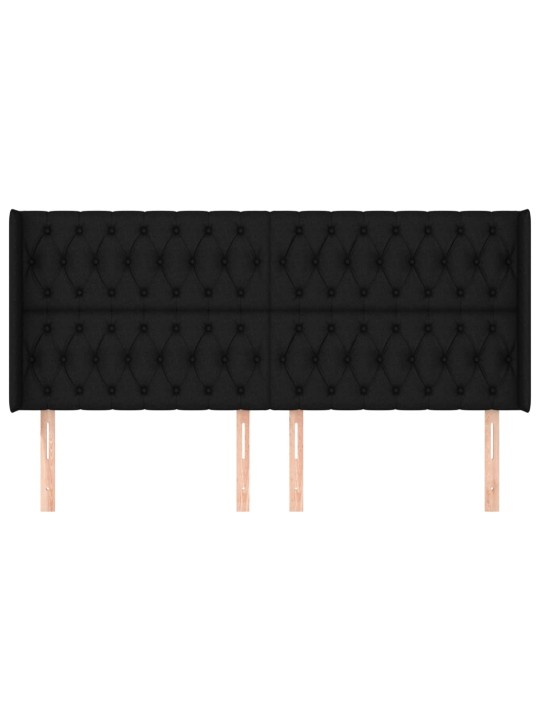 Čelo postele typu ušák černé 203x16x118/128 cm textil