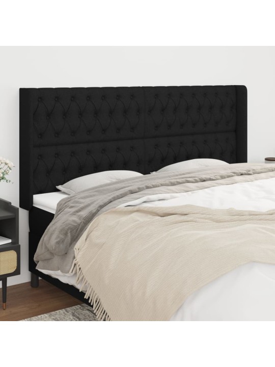 Čelo postele typu ušák černé 203x16x118/128 cm textil