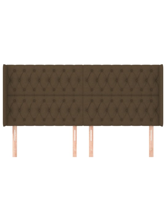 Čelo postele typu ušák tmavě hnědé 203x16x118/128 cm textil