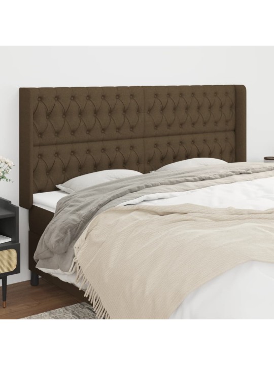 Čelo postele typu ušák tmavě hnědé 203x16x118/128 cm textil