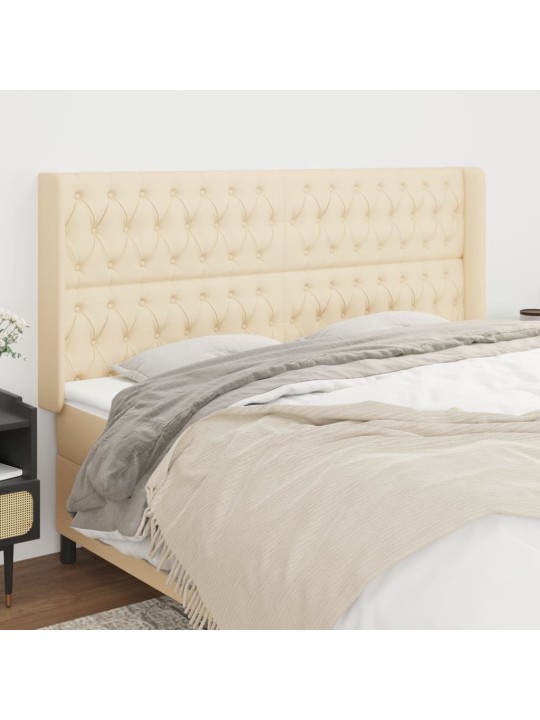 Čelo postele typu ušák krémové 203x16x118/128 cm textil