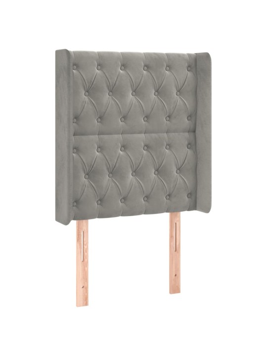 Čelo postele typu ušák světle šedé 83x16x118/128 cm samet