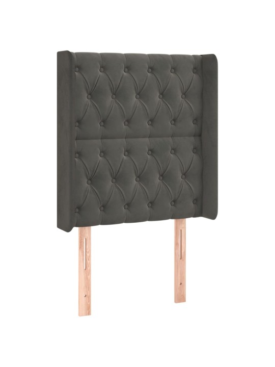 Čelo postele typu ušák tmavě šedé 83x16x118/128 cm samet