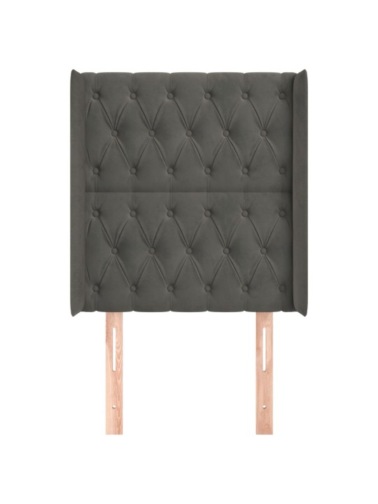 Čelo postele typu ušák tmavě šedé 83x16x118/128 cm samet