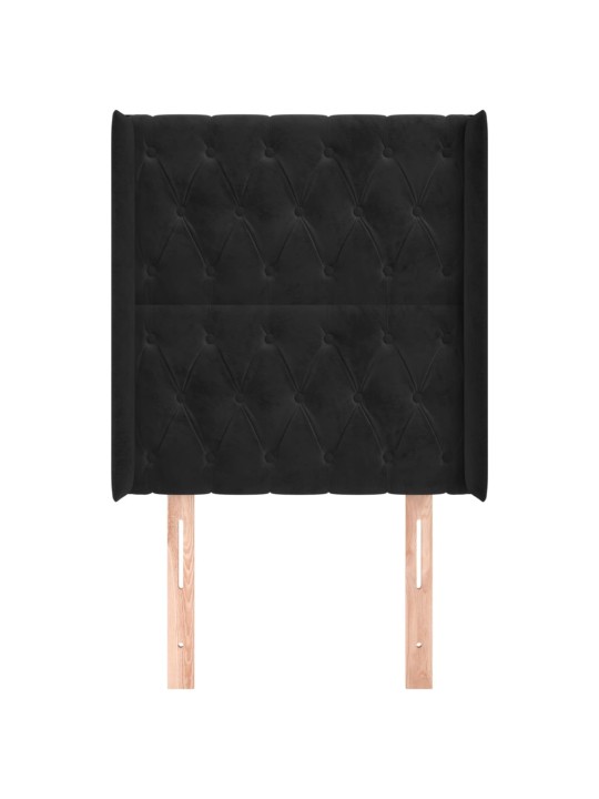 Čelo postele typu ušák černé 83x16x118/128 cm samet