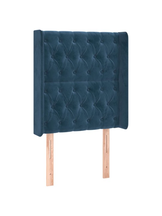 Čelo postele typu ušák tmavě modrá 83x16x118/128 cm samet