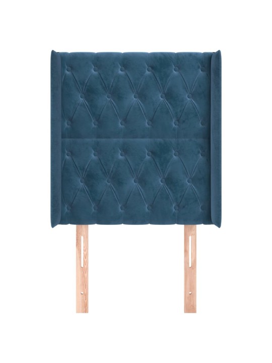 Čelo postele typu ušák tmavě modrá 83x16x118/128 cm samet
