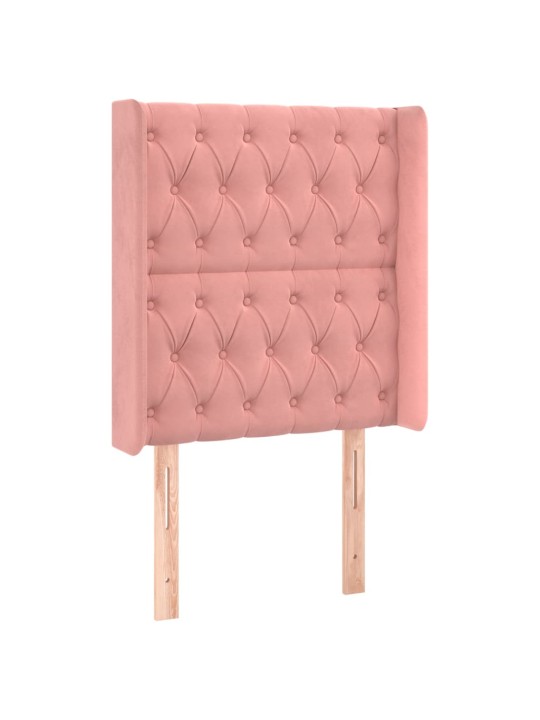 Čelo postele typu ušák růžové 83x16x118/128 cm samet