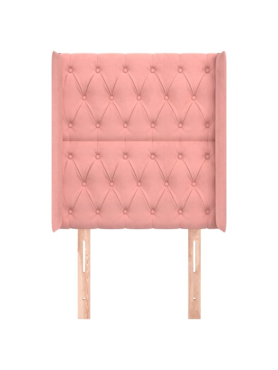 Čelo postele typu ušák růžové 83x16x118/128 cm samet