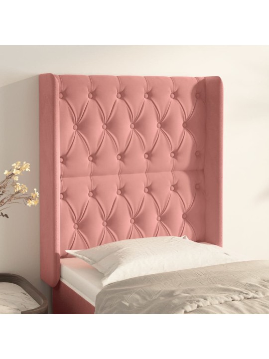 Čelo postele typu ušák růžové 83x16x118/128 cm samet
