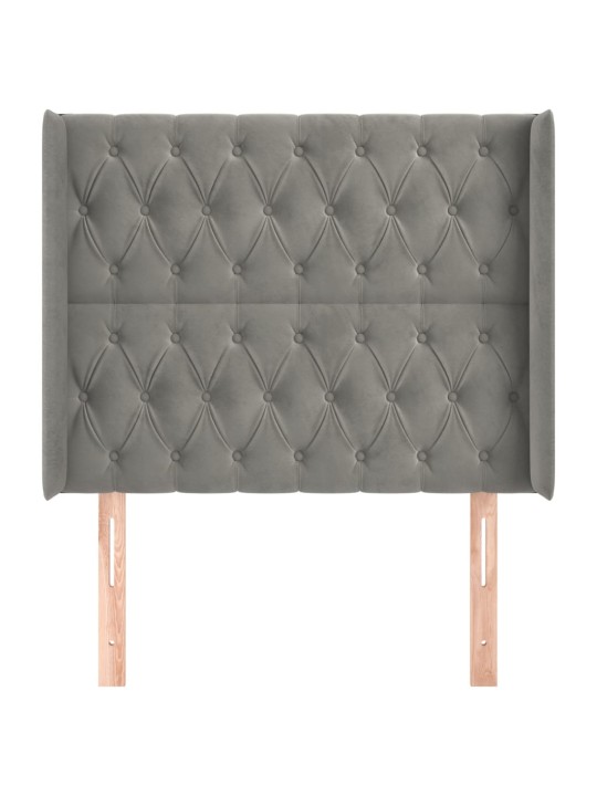 Čelo postele typu ušák světle šedé 93x16x118/128 cm samet