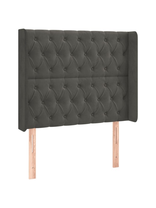 Čelo postele typu ušák tmavě šedé 93x16x118/128 cm samet
